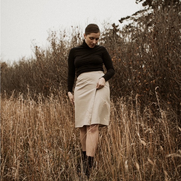 Taupe Linen Wrap Skirt - Picture 2 of 4